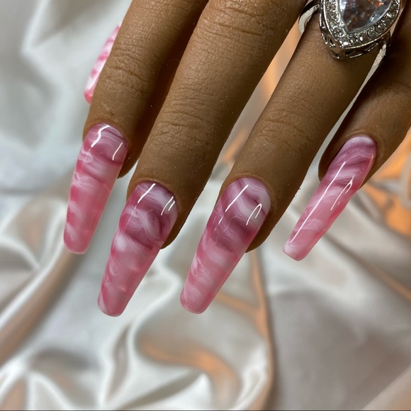 10 piece Press Ons Long Sculpted Coffin Size Small - Picture 6 of 12